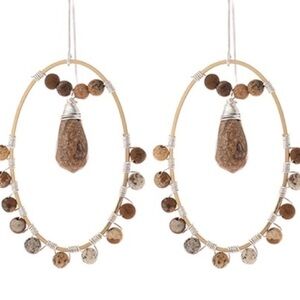 𝅺natural STONE BEADED DROP EARRINGS-BROWN. STUNNING
